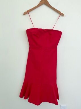 NWT J Crew Strappless Sweatheart Ruffle Hem Red Dress 8P Petite Corset Mermaid